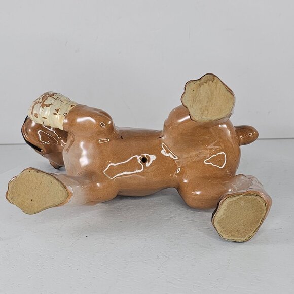 Vintage Ceramic Boxer Dog Figurine Injured Sad Puppy *Chipped* - Picture 7 of 9